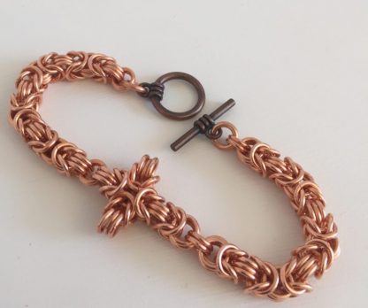 chunky Copper Cross Bracelet