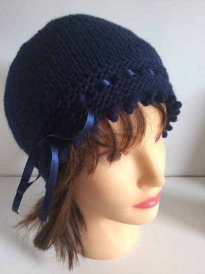 Navy blue gatsby knit hat