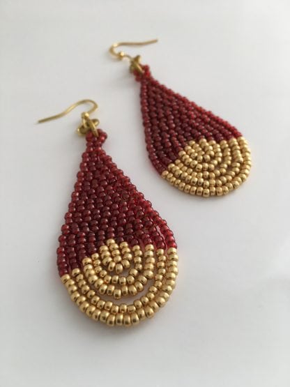 Garnet Gold Beaded Earrings