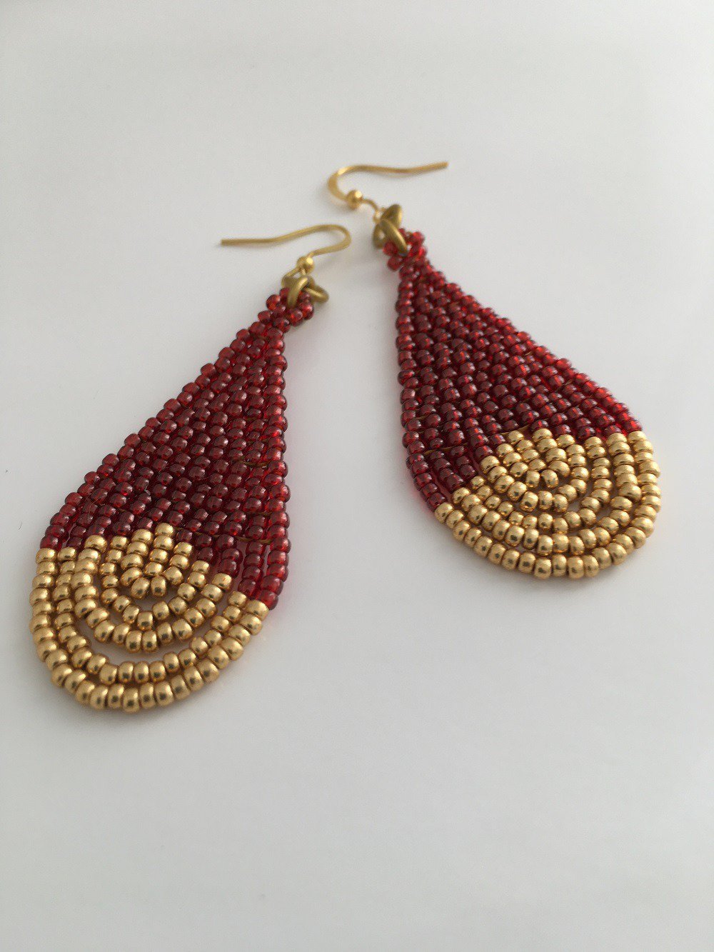 beaded gold earrings