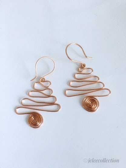 Copper Christmas Tree Wire Work Earrings