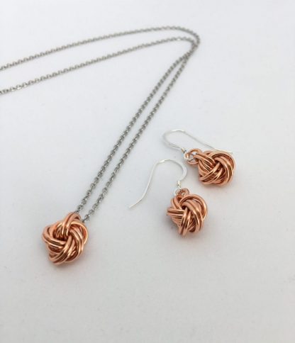 copper love knot jewellery set