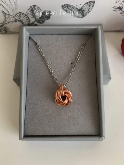 copper love knot Necklace