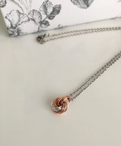 Copper-Silver-Infinity-Knot-necklace