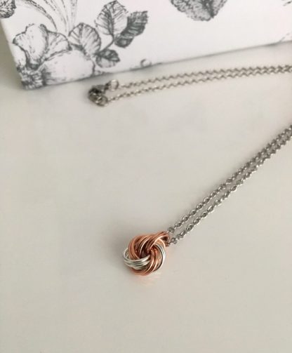 Copper-Silver-Infinity-Knot-necklace