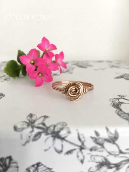 Bronze Rose Swirl Wire Wrapped Ring