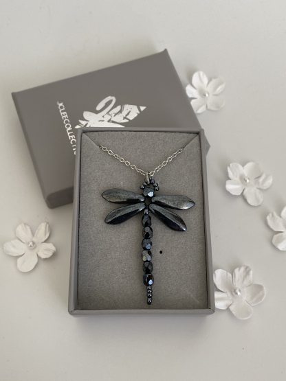 Hematite-grey-dragonfly-pendant-necklace