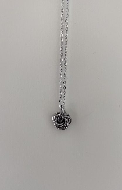 Stainless Steel Rosette Swirl Pendant Necklace