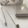 Stainless Steel Rosette Swirl Pendant Necklace