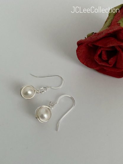 Silver Wire Wrapped Ivory Freshwater Button Pearls