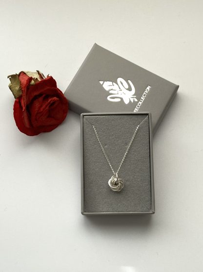 handmade silver rosette pendant necklace on sterling silver chain 18".