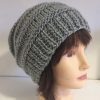Light Grey Chunky Hand Knit Wool Beanie Hat for Women