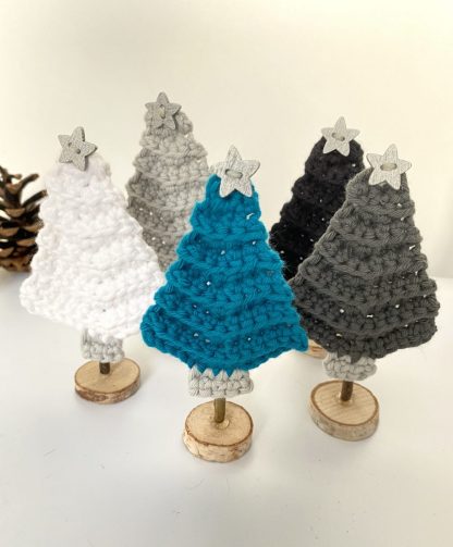 Mini Christmas trees on Stand red green gold black white grey silver teal blue