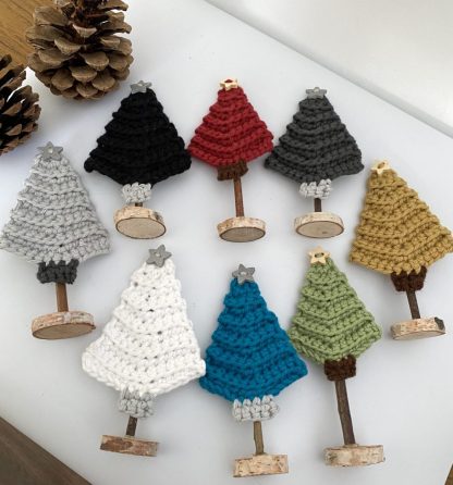 Mini Christmas trees on Stand red green gold black white grey silver teal blue