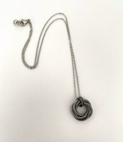 Hammered Antique Black Iron Mobius Necklace