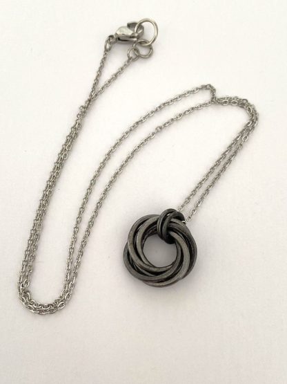 Hammered Antique Black Iron Mobius Necklace