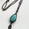 Turquoise and Copper Wire Wrapped Bead Pendant Necklace