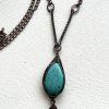 Turquoise and Copper Wire Wrapped Bead Pendant Necklace