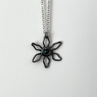 Iron Flower Pendant with green agate