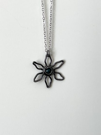Iron Flower Pendant with green agate