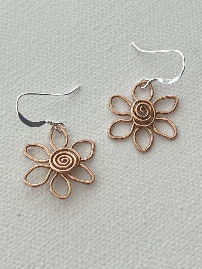 Bronze Six Petal Flower Earrings