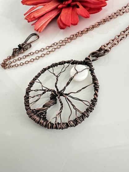 Copper Tree of Life Pendant with Mother of Pearl