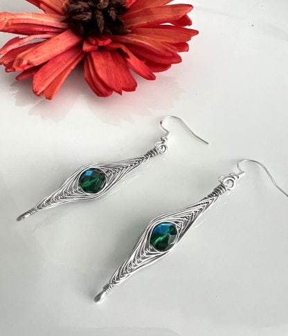 Aluminium Herringbone Earrings Emerald Green
