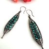 Copper Macrame Knotted Earrings with Turquoise Seed Beads