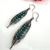 Copper Macrame Knotted Earrings with Turquoise Seed Beads