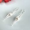 Silver Herringbone wire wrapped earrings with Freshwater Pearls