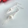 Silver Herringbone wire wrapped earrings with Freshwater Pearls