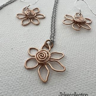 Bronze six Petal Flower Jewellery Set