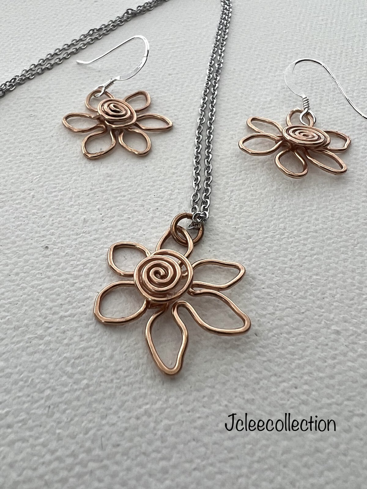 Bronze six Petal Flower Jewellery Set