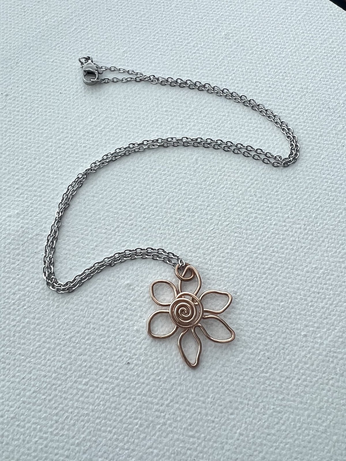 Bronze six Petal Flower Necklace