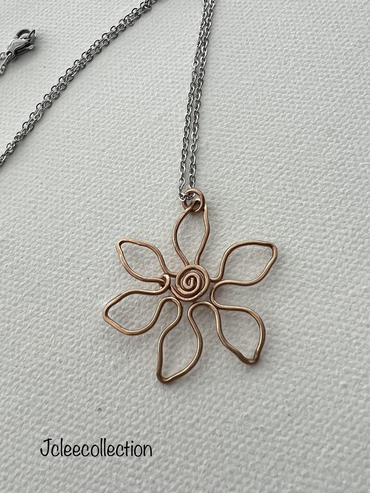 Bronze Wire Wrapped Flower Necklace