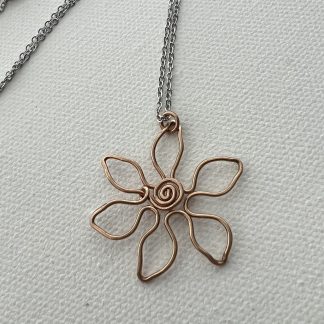 Bronze Wire Wrapped Flower Necklace